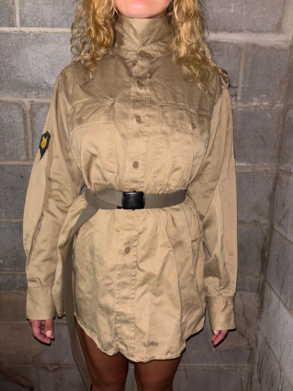 1950's US Army Khaki Dress Shirt, Patched